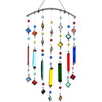 HAB &amp- GUT -FM409- Carillón de Viento- Bolas de Cristal y Rayas- 38 cm x 14 cm -a x a-- Mòvil Artesanal para Ventana…